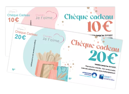 Chèques cadeaux Challans je t'aime