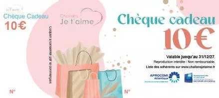 Exemple de chèque cadeau de Challans je t'aime
