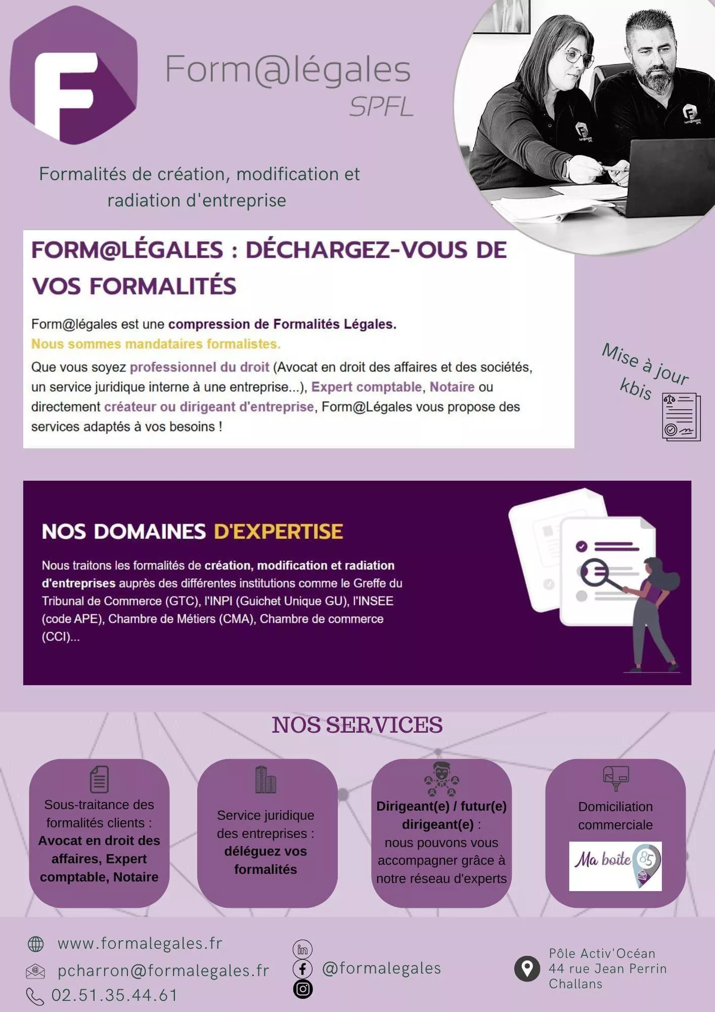 Formalités légales des entreprises auprès du guichet unique INPI