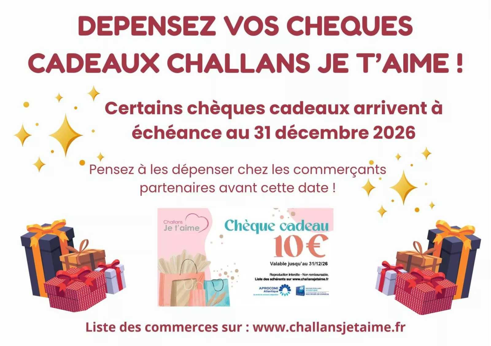 Validité chèques cadeaux 2026